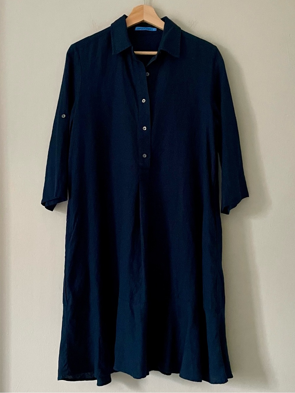 J. McLaughlin Linen Navy Button-Front Dress